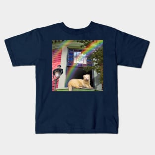 Summertime Rainbow Ferret. Spring Ferrets art design Kids T-Shirt